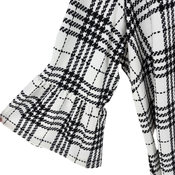 Violet B Women's Scoop Neck Houndstooth Ruffled Cuff Sleeve Dress - 2X - Picture 3 of 7